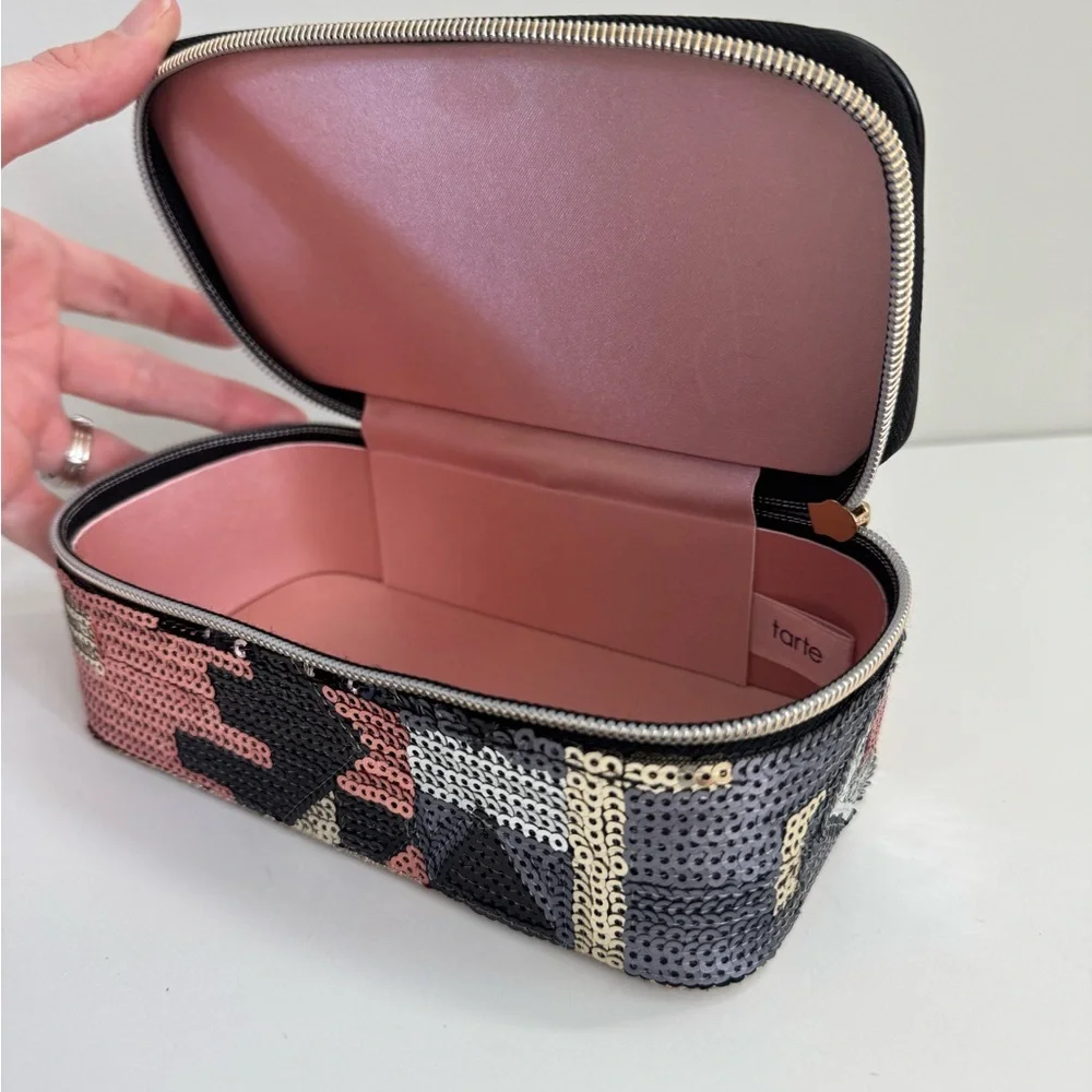 Tarte Sequin Geometric Zippered Travel Cosmetic Case
